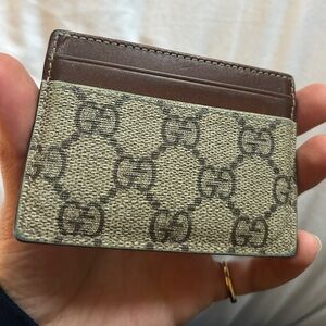 Gucci Signature logo Brown and Beige Card Holder